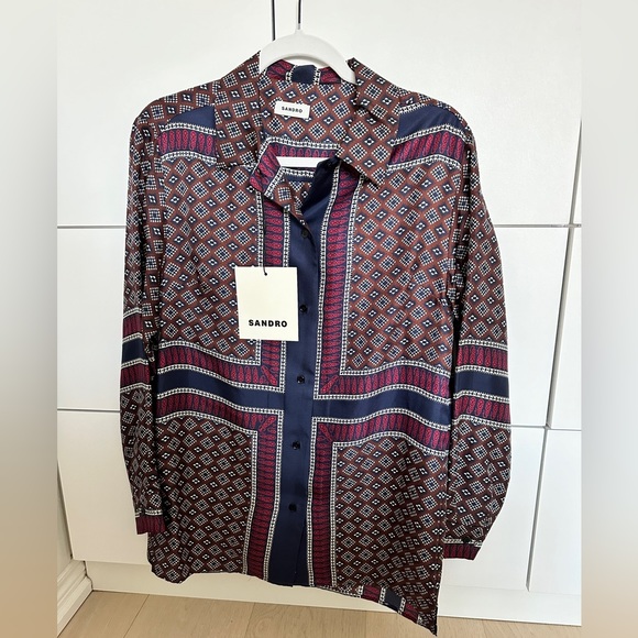 Sandro Loane Scarf-Print Shirt - Picture 4 of 5